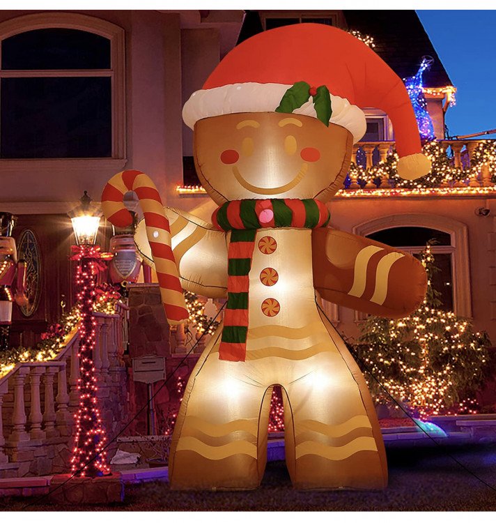 8 Foot Gingerbread Santa Inflatable Decoration