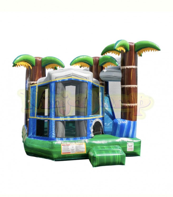 Medium Tropical Castle Bounce House Slide Combo