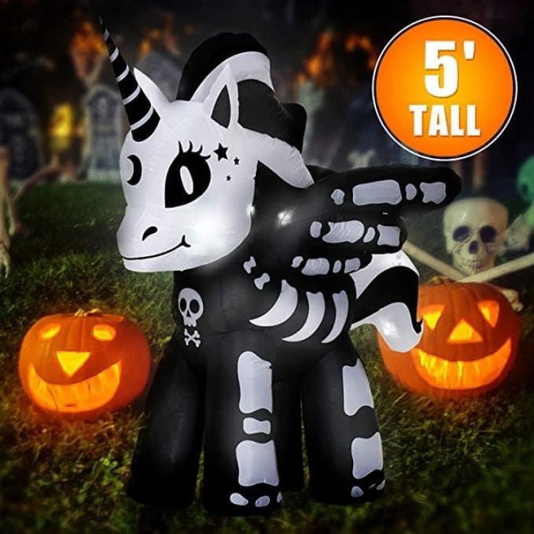 5 Foot Halloween Unicorn Inflatable Decoration