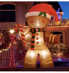 8 Foot Gingerbread Santa Inflatable Decoration